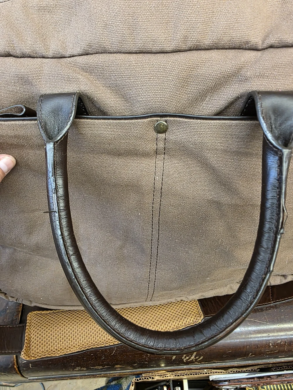 Duluth Trading Co Brown Canvas Laptop Brief with Dark Leather Trim